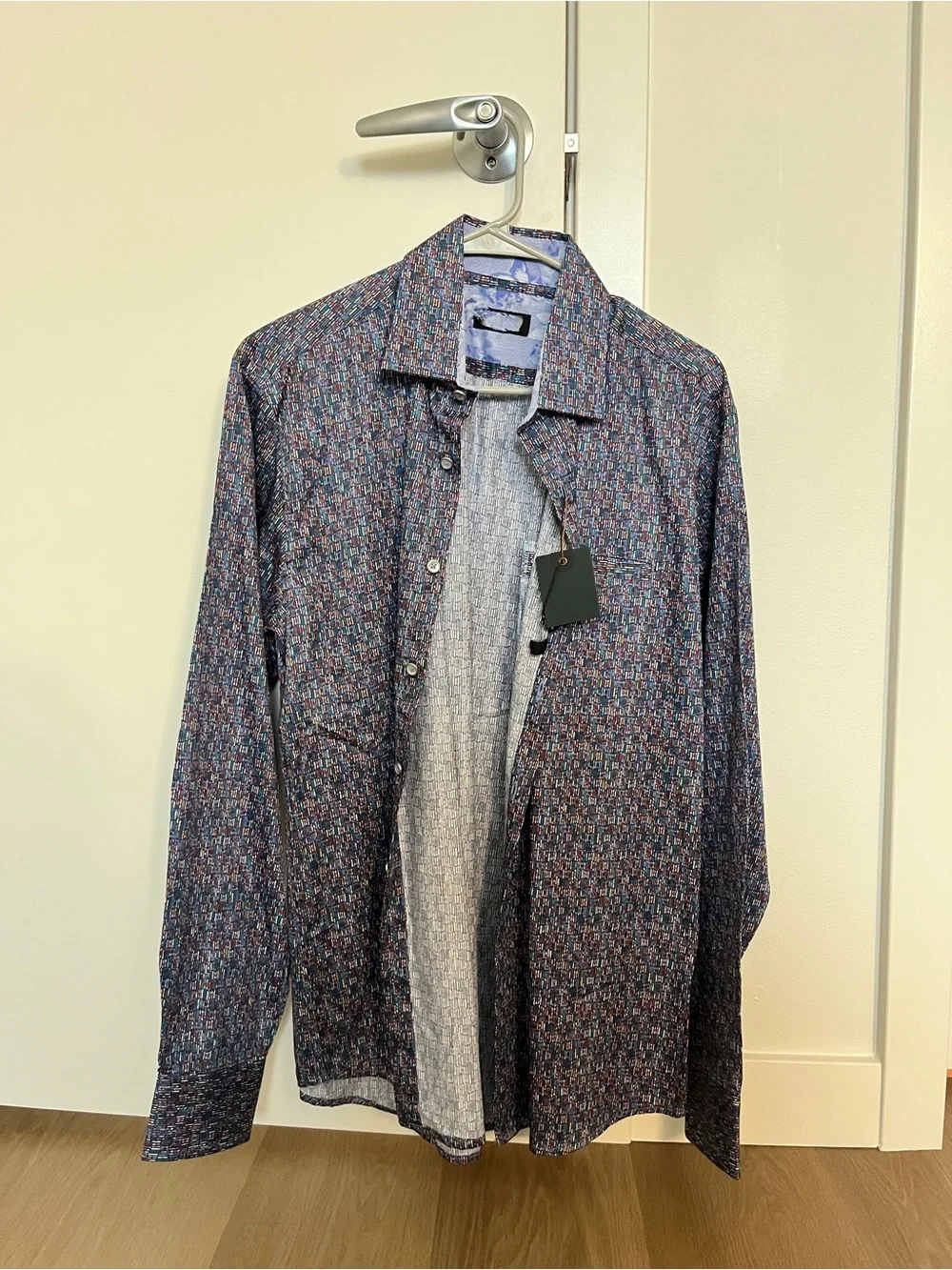 Men's Navy Multi-Pattern Button-Up Shirt Jacket